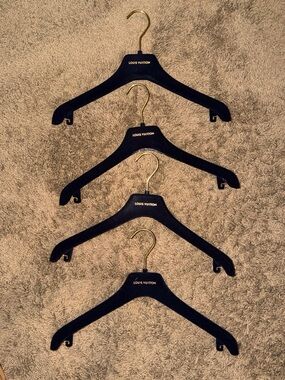 Louis Vuitton Navy Velvet Hangers with Gold Hooks - Set of 4